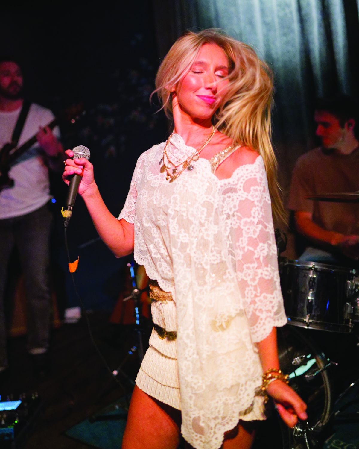 Sylvie dancing with her eyes closed